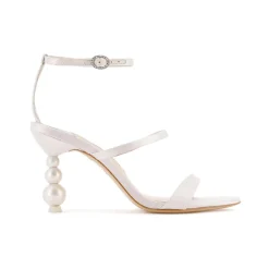 Rosalind Pearl Mid Sandal in Ivory & Pearl