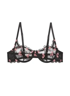 Rose & Vine Embroidery Balconette Bra in Black
