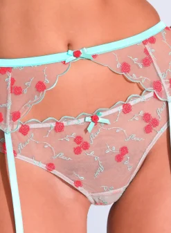 Rose & Vine Embroidery Garter Belt