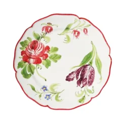 Rose and Tulip Dessert Plates in Multi, Set of 6