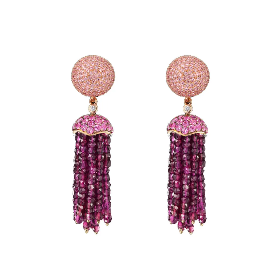 Rose Bauble Tassel Earrings