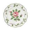 Rose Dessert Plates in Green/Pink, Set of 6