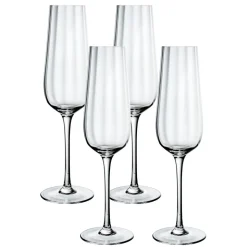 Rose Garden Flute Set in Clear, Set of 4