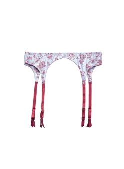 Rose Jacquard Top Stitch Garter Belt