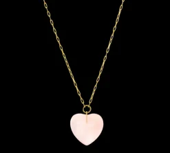 Rose Quartz Heart Pendant on Gold Chain