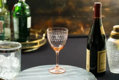 Rose Wine Glasses With Ovals Design, Set of 4
