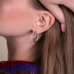 Rosette Diamond Hoop Earrings