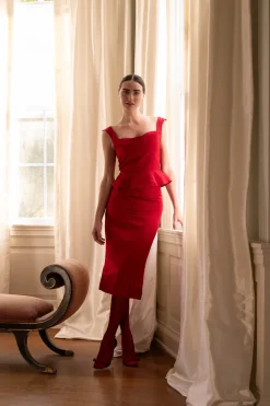 Rosso Top in Red Satin