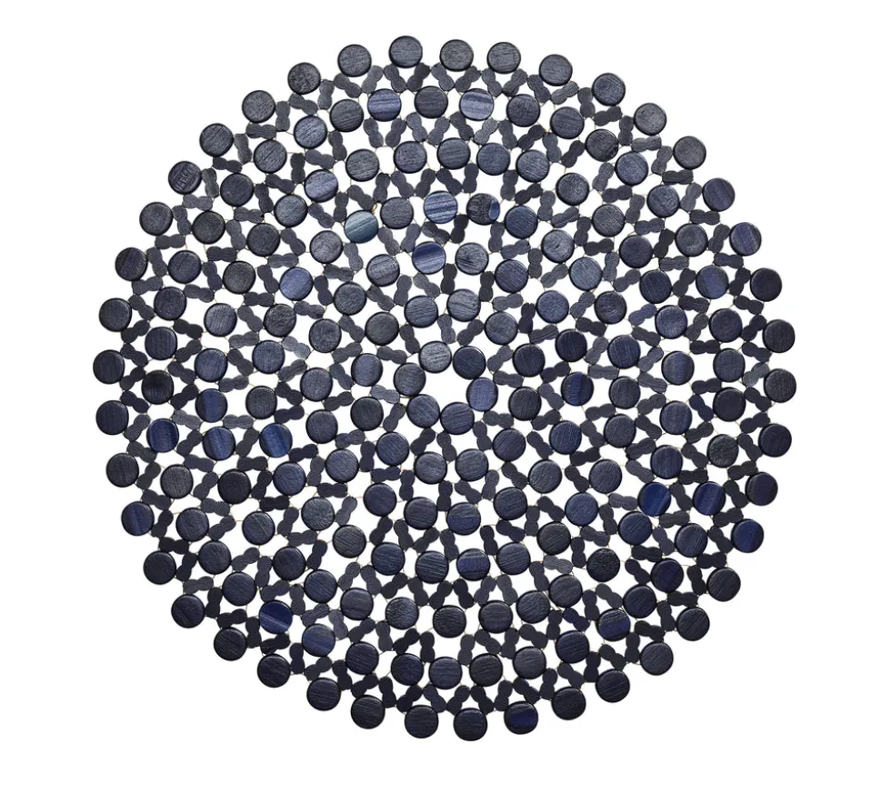 Round Bamboo Placemat in Navy Blue, Set of 4
