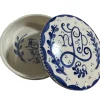 Round Keepsake Box in Blue & White