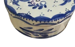 Round Keepsake Box in Blue & White