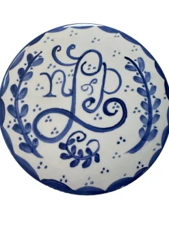 Round Keepsake Box in Blue & White