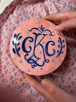 Round Keepsake Box in Pink & Blue