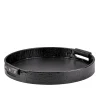 Round Leather Tray in Crocodile Embossed Leather
