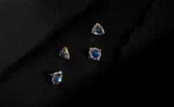 Round Starburst Moonstone and Diamond Stud Earrings