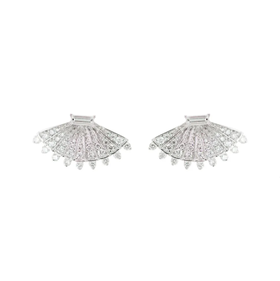Rounded Fan Diamond Earrings