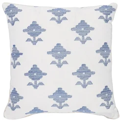 Rubia Embroidery 18" Pillow in Blue
