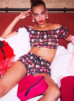 Ruched Mesh Crop Top