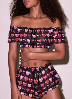 Ruched Mesh Crop Top