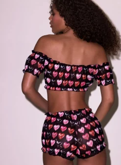 Ruched Mesh Crop Top