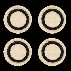 Ruffle Edge Straw Coasters in Black