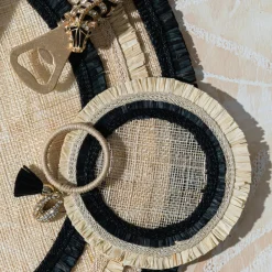 Ruffle Edge Straw Coasters in Black