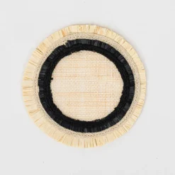 Ruffle Edge Straw Coasters in Black