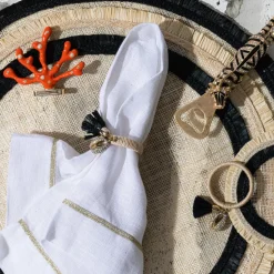 Ruffle Edge Straw Coasters in Black