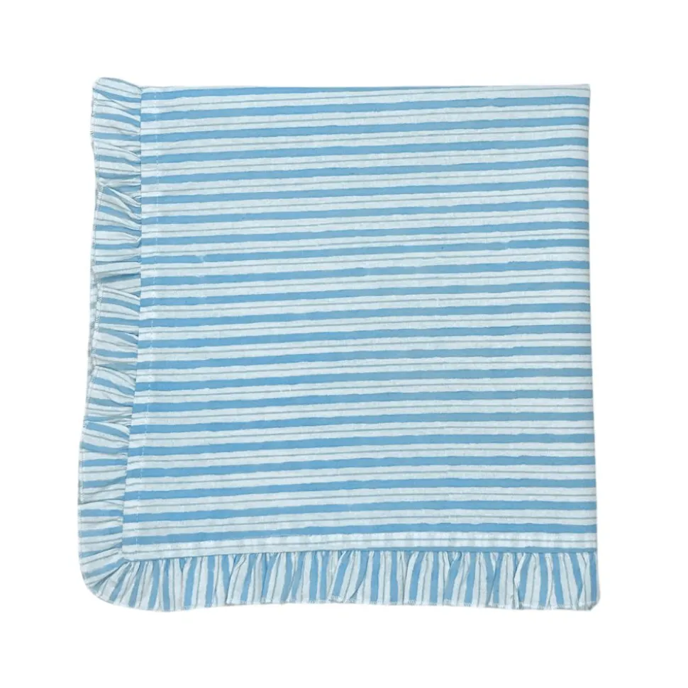 Ruffle Napkin in Blue Stripes, Set of 4