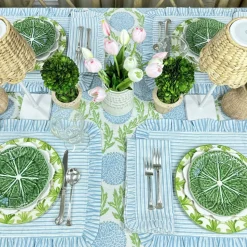 Ruffle Napkin in Blue Stripes, Set of 4