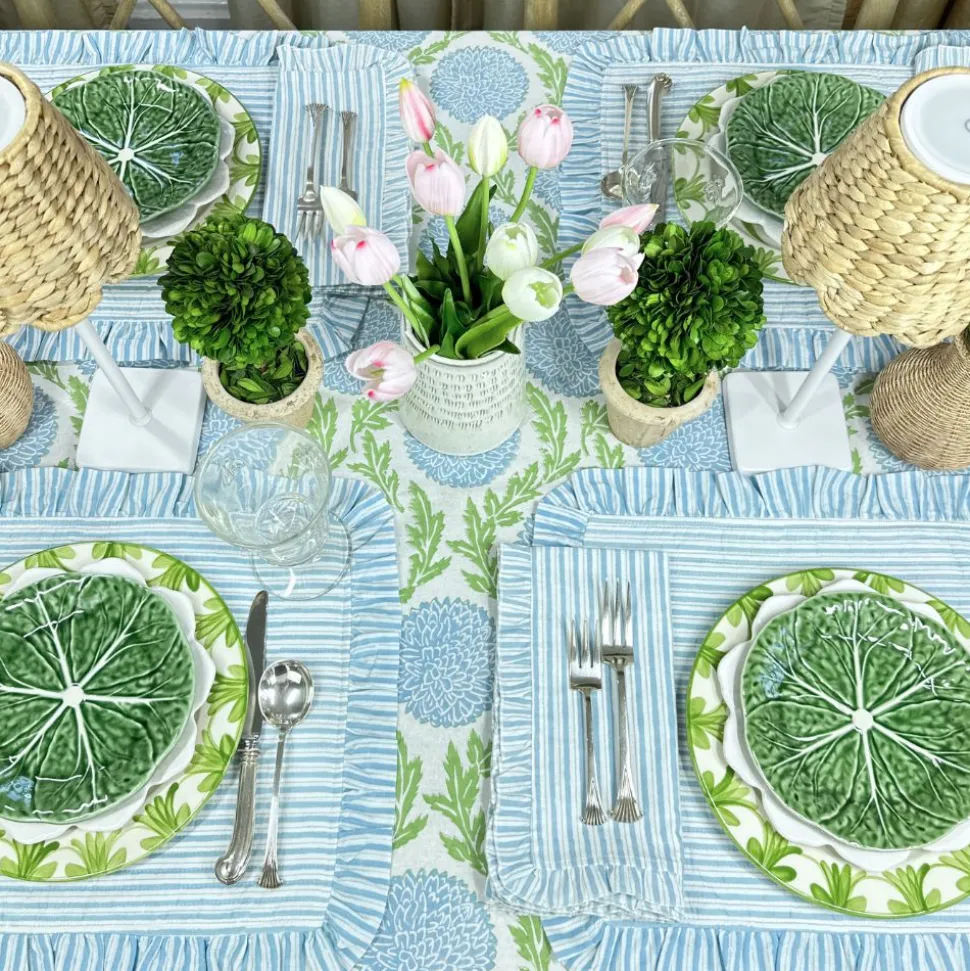 Ruffle Napkin in Blue Stripes, Set of 4