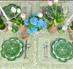 Ruffle Napkin in Green Stripes, Set of 4