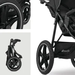 Runner 2 Compact Foldable Tricycle Jogger Buggy Stroller Pushchair with Height-Adjustable Handle