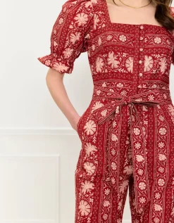 Rust Borders Ottie Jumpsuit