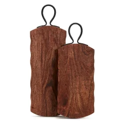 Rustic Edge Serving Boards with Hammered Iron Handle