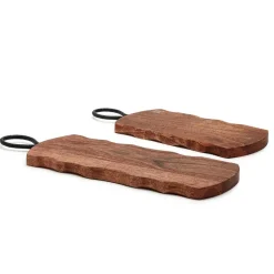Rustic Edge Serving Boards with Hammered Iron Handle