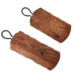 Rustic Edge Serving Boards with Hammered Iron Handle