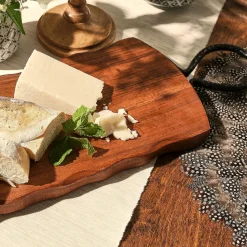 Rustic Edge Serving Boards with Hammered Iron Handle