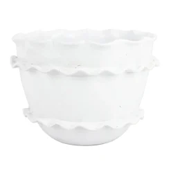Rustic Garden White Ruffle Round Planter