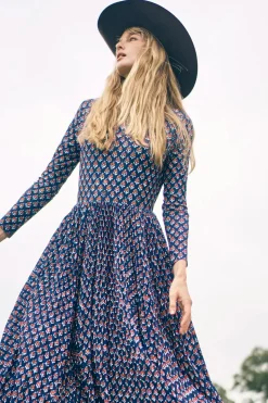 Sabine Dress in Autumn Fleur Navy