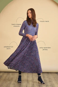 Sabine Dress in Autumn Fleur Navy