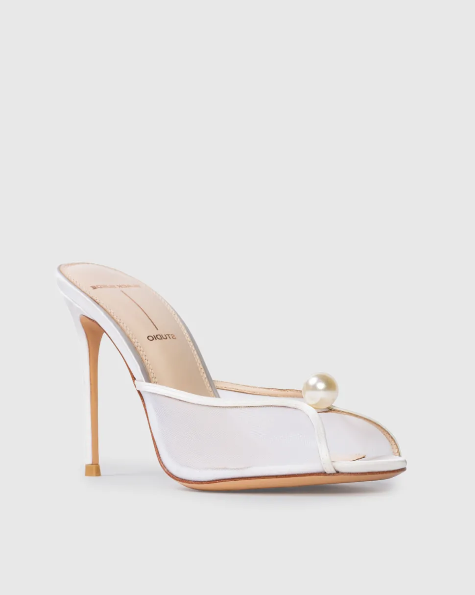 Sadie 100 in White Mesh Pearl
