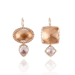 Sadie Mis-Matched Double Drop Earrings on Earwire