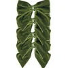 Sage Green Bow Velvet Napkin Ties, Set of 4