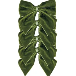 Sage Green Bow Velvet Napkin Ties, Set of 4