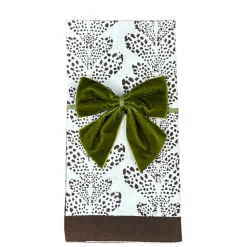 Sage Green Bow Velvet Napkin Ties, Set of 4