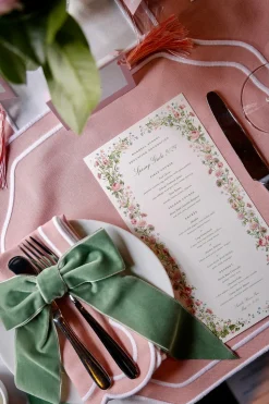 Sage Green Velvet Napkin Bows, Set of 4