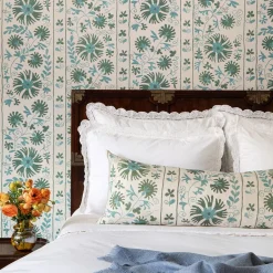 Sage Ribbon Suzani Pillow