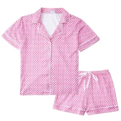 Sailor Hearts Women's Button Front Short Pajama Set in Posie Pink