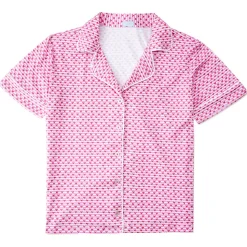 Sailor Hearts Women's Button Front Short Pajama Set in Posie Pink